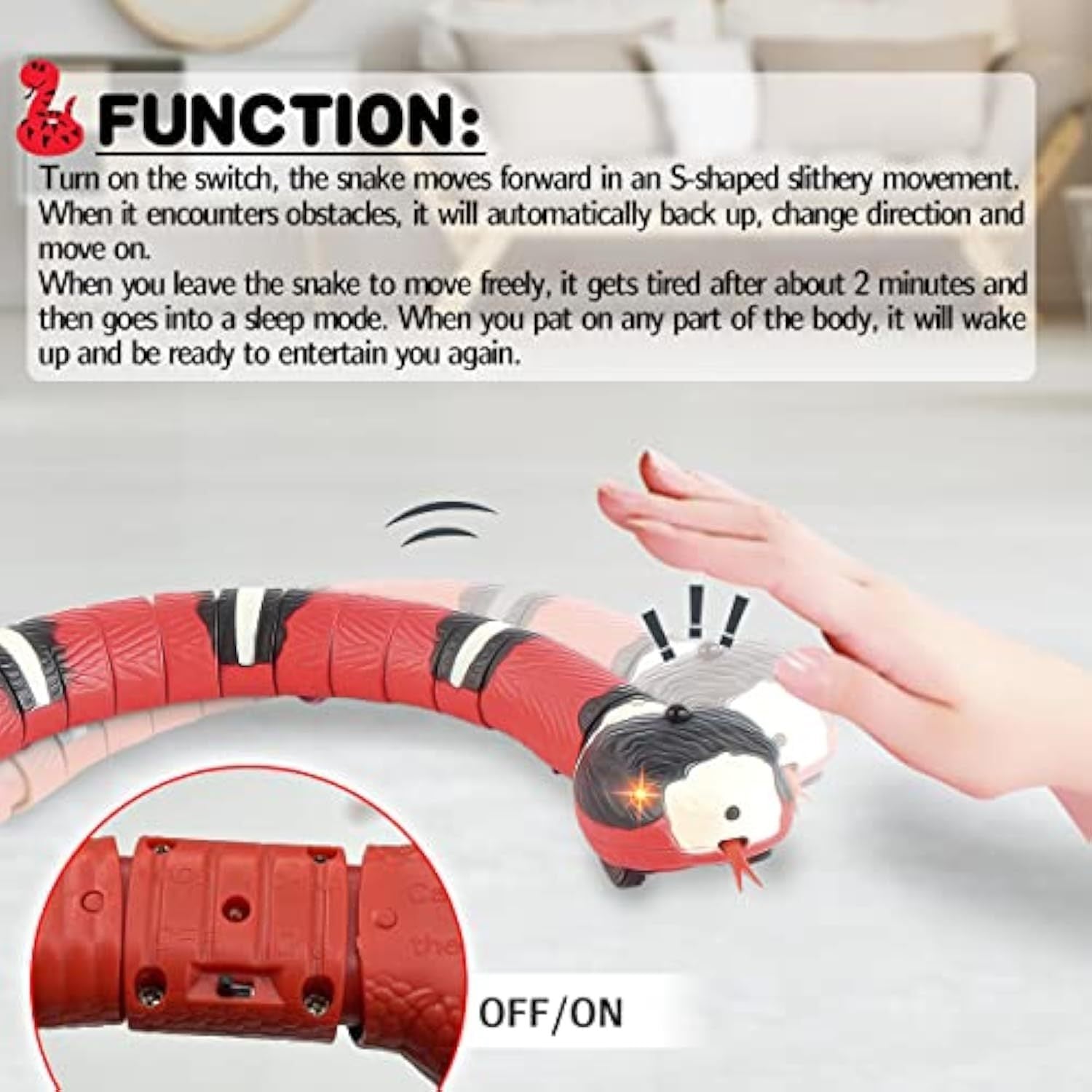 USB Rechargeable Interactive Snake Toy – Smart Motion Sensor Pet Toy for Cats & Dogs Petcare