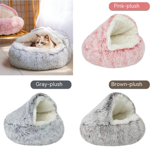 Semi-closed Cat Bed Four Seasons Universal Cover Shell Nest Small Dog Winter Pet Supplies Petcare