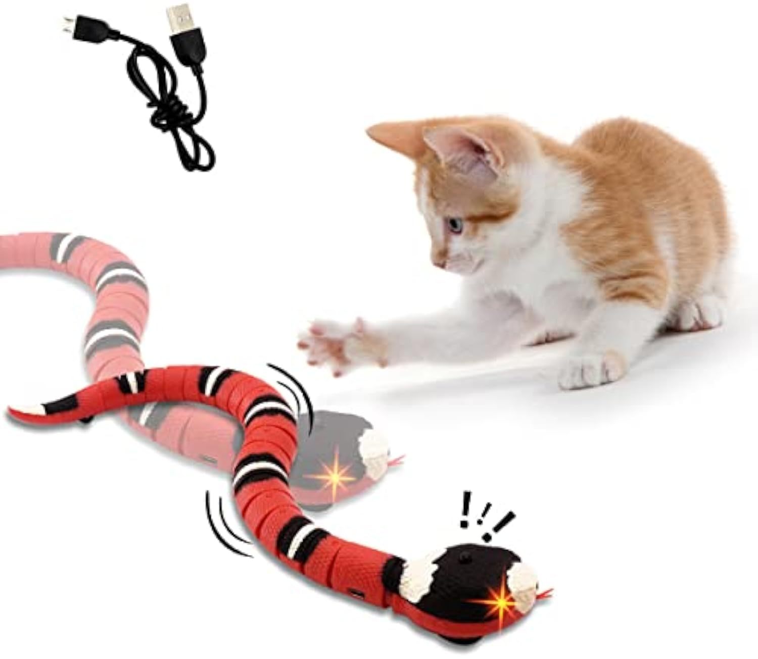 USB Rechargeable Interactive Snake Toy – Smart Motion Sensor Pet Toy for Cats & Dogs Petcare